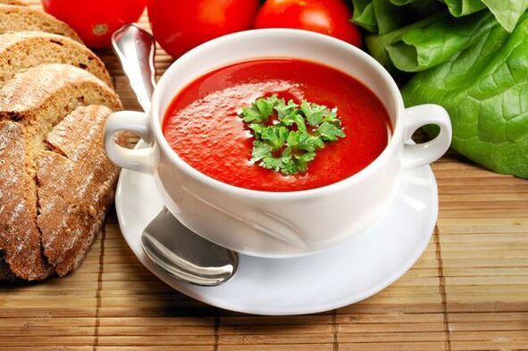 The food menu can be varied with tomato soup