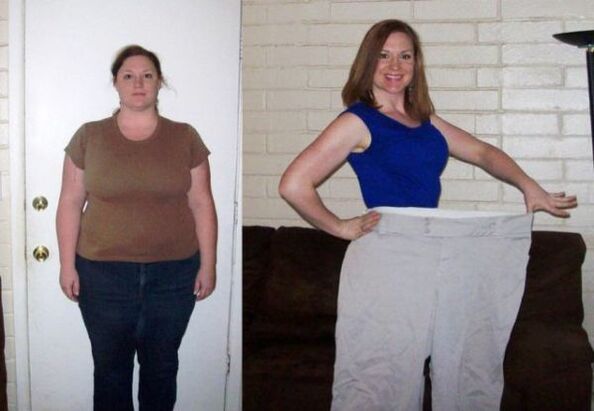 Woman before and after following an alcohol diet